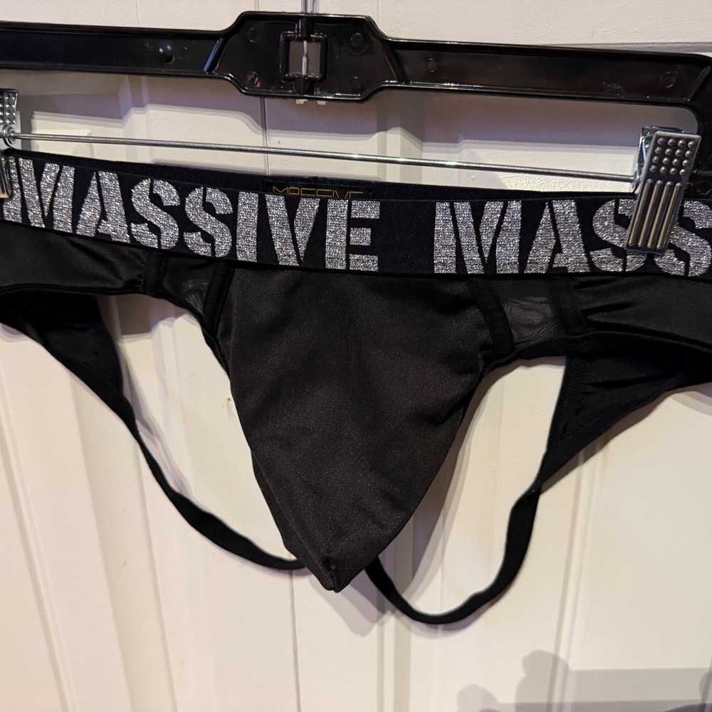 Andrew Christian Black Jockstrap with Silver Waistband